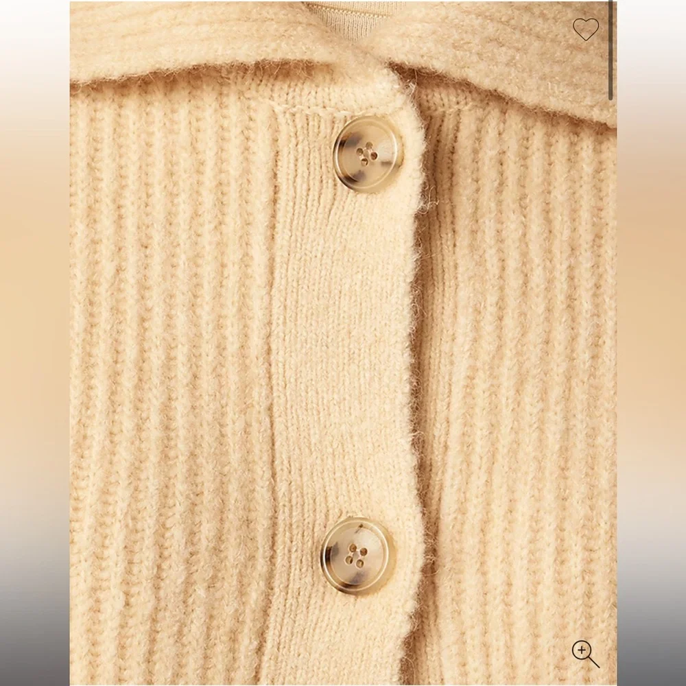 J.Crew Long Ribbed Cardigan Cream Ivory Size XS Wool Blend Pockets Ribbed Chunky